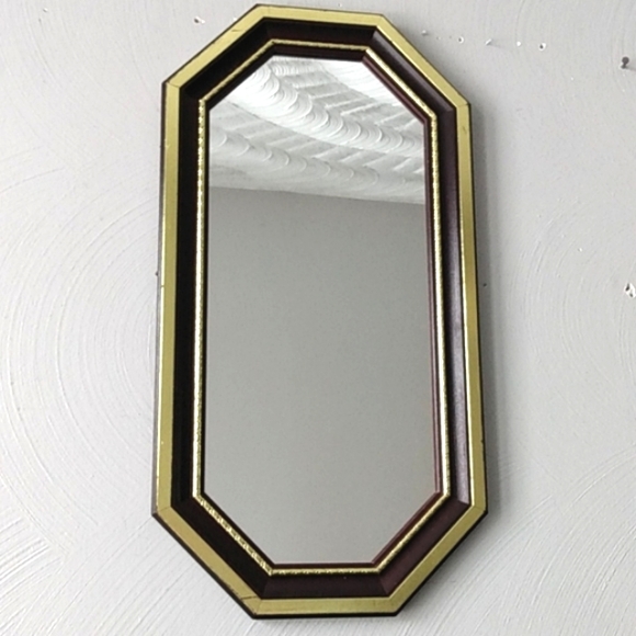 Home Interiors Octagon Mahogany gold accents mirror - Picture 2 of 15